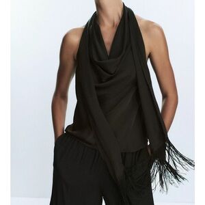 GORGEOUS ZARA NWT Fringe Satin Effect Top